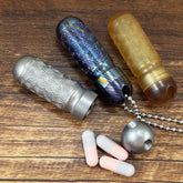 PEI Titanium Damascus Pill Holder Case Container Organizer Waterproof EDC Boxes 07FC0E-D4 - KOEEK