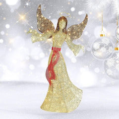 Christmas Angel Decoration 5FT Outdoor Pre-Lit with 120 LED Lights Elegant Xmas 07FC0E-D4 - KOEEK