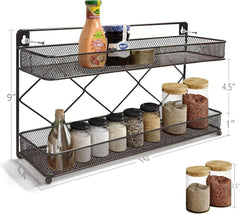2 Tier Metal Kitchen Counter-top or Wall Mount Spice Rack,Jars Storage Organizer 07FC0E-D4 - KOEEK