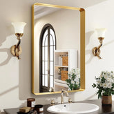 30 x22 Inch Gold Bathroom Mirror for Wall,Aluminum Alloy Frame Rectangular Wall 07FC0E-D4 - KOEEK