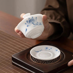 150ml Sancai Gaiwan White Porcelain Tea Bowl Chinese Household High-end Teaware 07FC0E-D4 - KOEEK