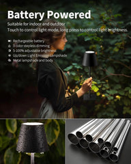 2 Pack Cordless Table Lamp,Portable LED Desk Lamp, 5000mAh Battery Operated 07FC0E-D4 - KOEEK