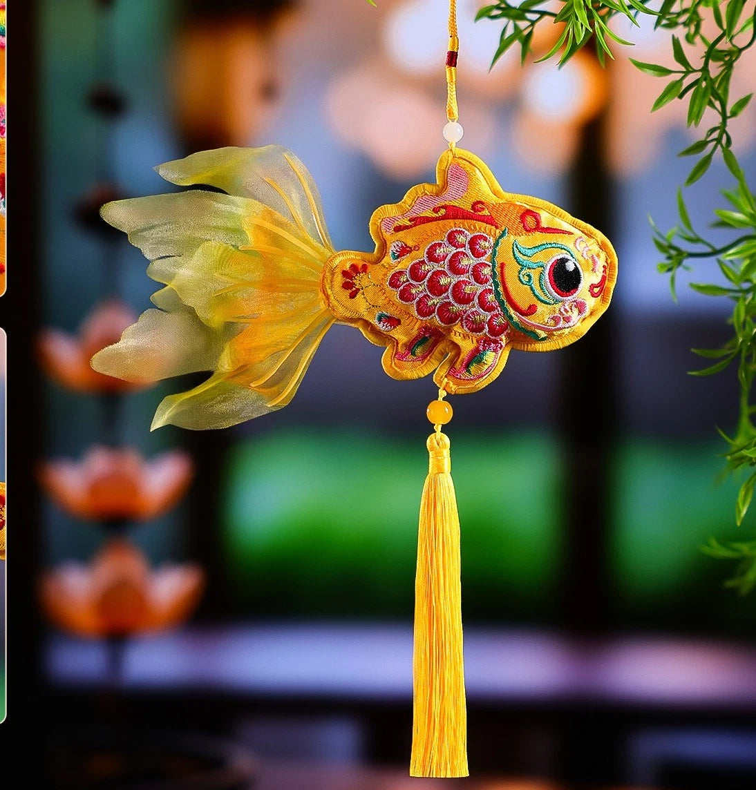 Dragon Boat Festival Embroidered Tassel Koi Fish Pouch Traditional Charm Pendant 07FC0E-D4 - KOEEK