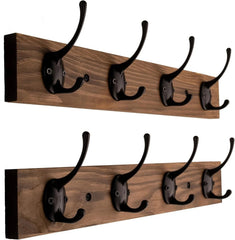 Coat Hooks Wall Mounted, Wooden Hat Rack with 4 Hooks for Entryway, Bathroom 07FC0E-D4 - KOEEK
