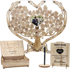 Heart-shaped wedding guest book alternative, vintage wooden 07FC0E-D4 - KOEEK
