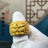 Boxwood Carved Pi Xiu Ring Wealth Hand Piece Fidget Decor Gift for Men 07FC0E-D4 - KOEEK