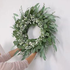 26-inch eucalyptus and baby's breath wreath, suitable for front doors 07FC0E-D4 - KOEEK