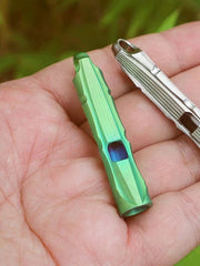 EDC Green Titanium Alloy Whistle Keychain Pendant Necklace Outdoor Survival Tool 07FC0E-D4 - KOEEK