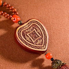 Boxwood Carved Tathagata Buddha Car Hanging Ornament Woodcraft Pendant 07FC0E-D4 - KOEEK