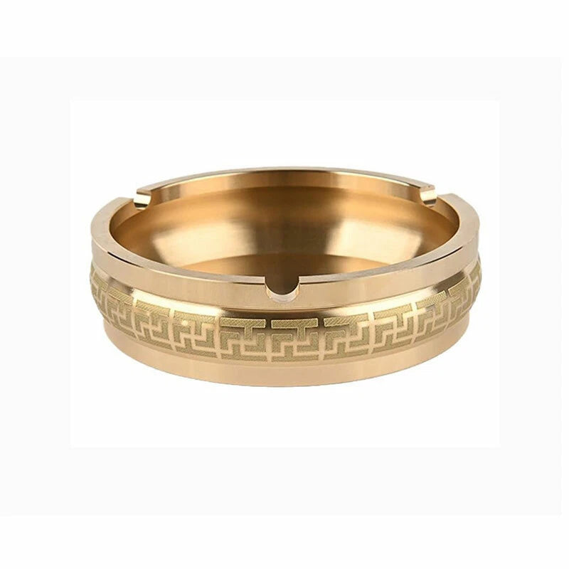 Portable Brass Round Ashtray Container Home Living Room Office EDC Ornaments 07FC0E-D4 - KOEEK