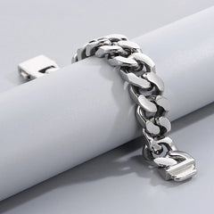 20mm Heavy Polished Silver Stainless Steel Curb Cuban Mens Chain Bracelet Gift 07FC0E-D4 - KOEEK