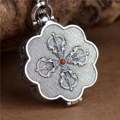 Lotus Eight Treasures Six Syllable Mantra Openable Amulet Box Ethnic Necklace 07FC0E-D4 - KOEEK