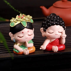 Creative Cute Monk White Tara Resin Car Ornament Home Decor Figurine 07FC0E-D4 - KOEEK