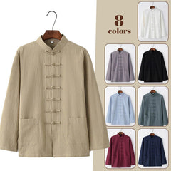 Men's Chinese Tang Coat Kung Fu Tai Chi Jacket Cotton Blends Traditional Uniform 07FC0E-D4 - KOEEK