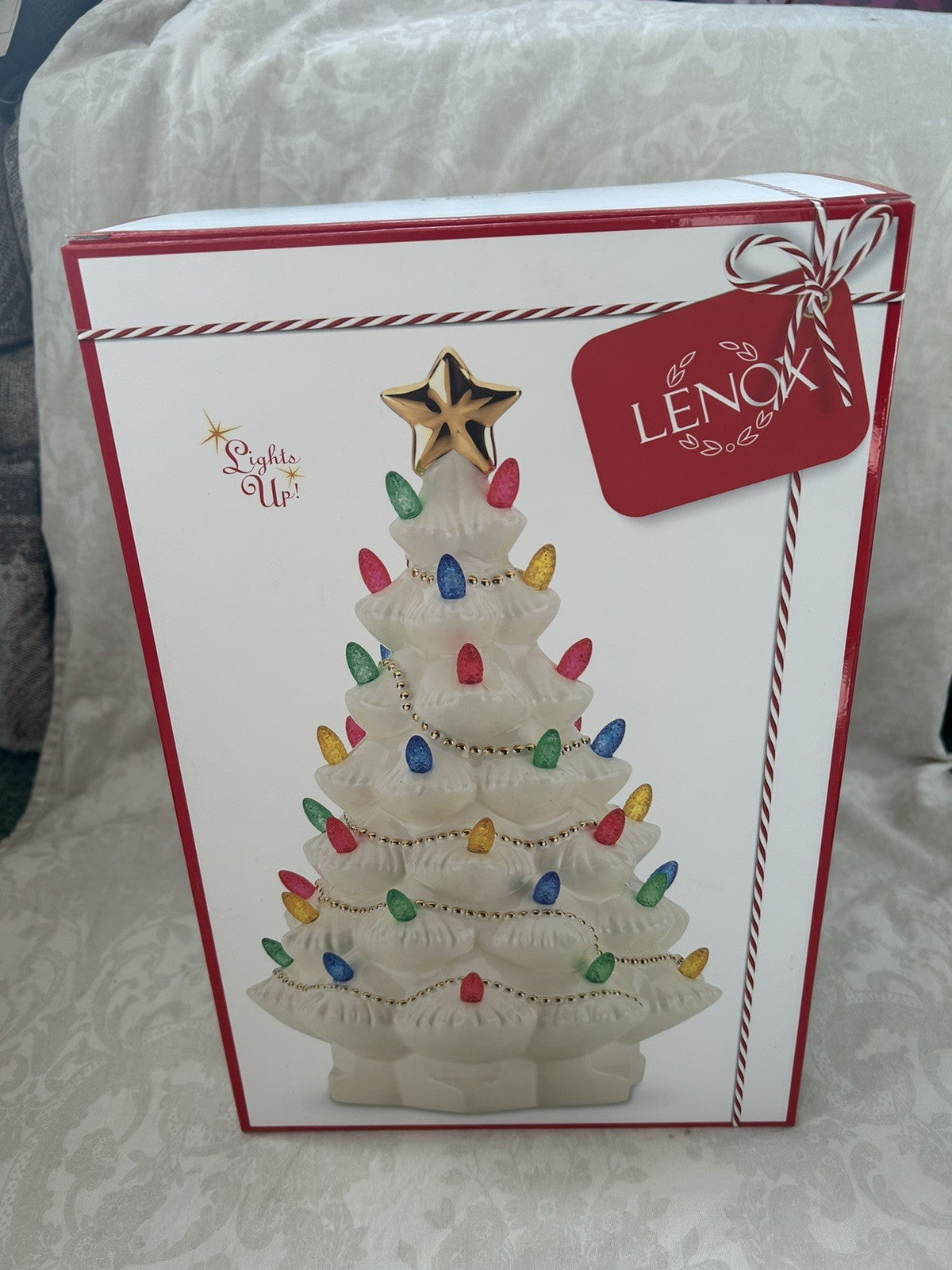 LENOX Holiday Christmas Treasure Traditions Lighted Tree Ivory White 11.5" 07FC0E-D4 - KOEEK