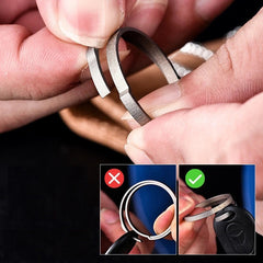 3PCS Titanium Alloy Round Keychain Rings Split Side Pushing Key Rings Heavy Duty 07FC0E-D4 - KOEEK