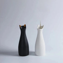 Cat-shaped Flower Vase White Ceramic Vase Creative Simple Home Decor Flower Vase 07FC0E-D4 - KOEEK