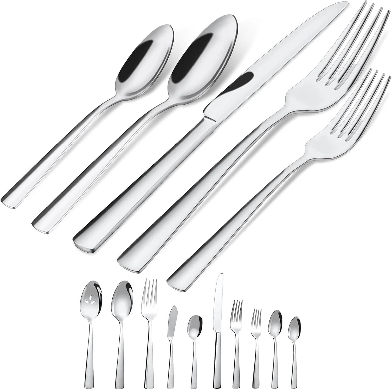 45-piece silverware set (serves 8), rust-resistant, dishwasher safe 07FC0E-D4 - KOEEK