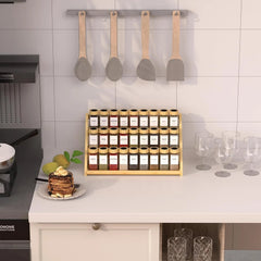 Bamboo Tiered Spice Rack, for Countertop Spice Organizer for Pantry Spice Shelf 07FC0E-D4 - KOEEK