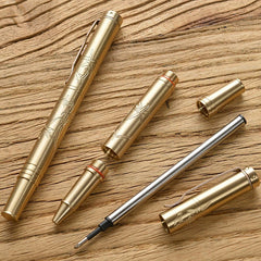 Solid Brass Ball Pen Signature Pen Perfect for Outdoor Pocket Office Stationery 07FC0E-D4 - KOEEK