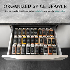Spice Drawer Organizer - Expandable Spice Rack for Drawer, Black Seasoning 07FC0E-D4 - KOEEK