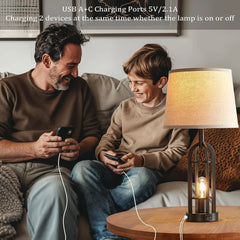 Black Table Lamps for Living Room Set of 2 - Farmhouse Lamps for Night Stands