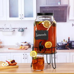 1.5 Gallon Glass Drink Dispensers for Parties,Ice Beverage Dispensers with Stand 07FC0E-D4 - KOEEK