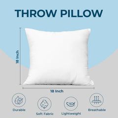 Throw Pillows (Set of 4, White), 18 x 18 Inches Pillows for Sofa, Bed and Couch 07FC0E-D4 - KOEEK