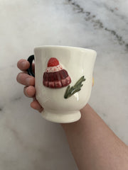 Anthropologie Holifaye Ceramic Mug With Green Handle & Festive Holiday Designs ANTHROPOLOGIE - KOEEK