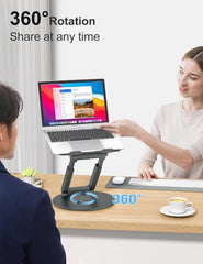 Telescopic Laptop Stand for Desk with 360° Swivel Base, Height Adjustable