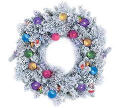 GE Color Choice 26inch Dual Color Lighted Artificial Flocked Christmas Wreath GE - KOEEK