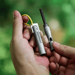 EDC Titanium Whistle Waterproof Flint Outdoor Camping survival Tool Keychain 07FC0E-D4 - KOEEK