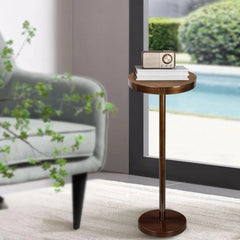 Pedestal Side Table,Beverage Table,Small Round Side Table,Martini Table, Brown 07FC0E-D4 - KOEEK
