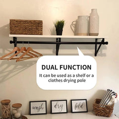 2-piece heavy-duty wardrobe shelf and clothes rail bracket, black steel 07FC0E-D4 - KOEEK