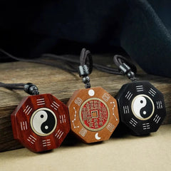 Sandalwood Handmade Carve Pendant Taoism Accessories Chinese Tai Chi Decoration 07FC0E-D4 - KOEEK