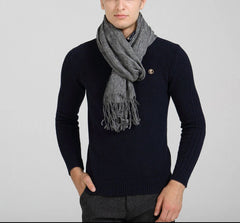 Mens Flax Linen Breathable Scarf Solid Tassel Unisex Shawl Soft Neckerchief 07FC0E-D4 - KOEEK