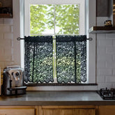 Black lace curtains, 24 inches long,2 pieces, dimensions:52 inches × 24 inches. 07FC0E-D4 - KOEEK