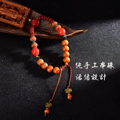 Car Hanging Ornament Buddha Interior Accessory Double-Sided Carved Peach Wood 07FC0E-D4 - KOEEK
