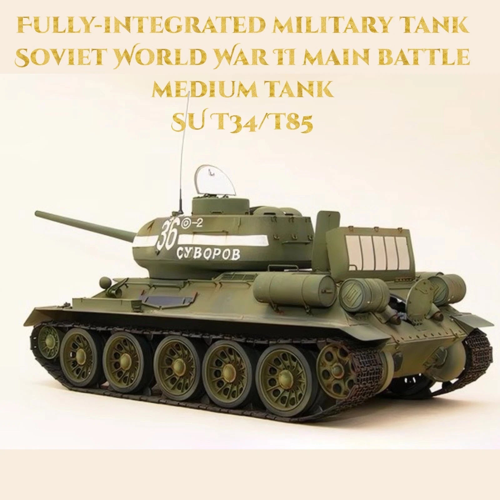 WWII Soviet T34/85 Tank 1:48 Model Full Interior Military Ornament 07FC0E-D4 - KOEEK