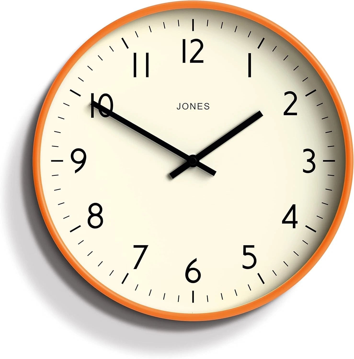 Studio Clock | Modern Round Wall Clock | 12 inch | Orange | Easy to Read Numbers 07FC0E-D4 - KOEEK