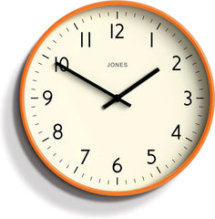 Studio Clock | Modern Round Wall Clock | 12 inch | Orange | Easy to Read Numbers 07FC0E-D4 - KOEEK