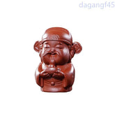 7.5cm Vintage Yixing Purple Clay Wealth God Tea Pet Tea Statue Ornaments Crafts 07FC0E-D4 - KOEEK
