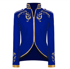 Mens Stylish Court Prince Gold Embroidery Blazer Suit Zipper Jacket Cosplay 07FC0E-D4 - KOEEK