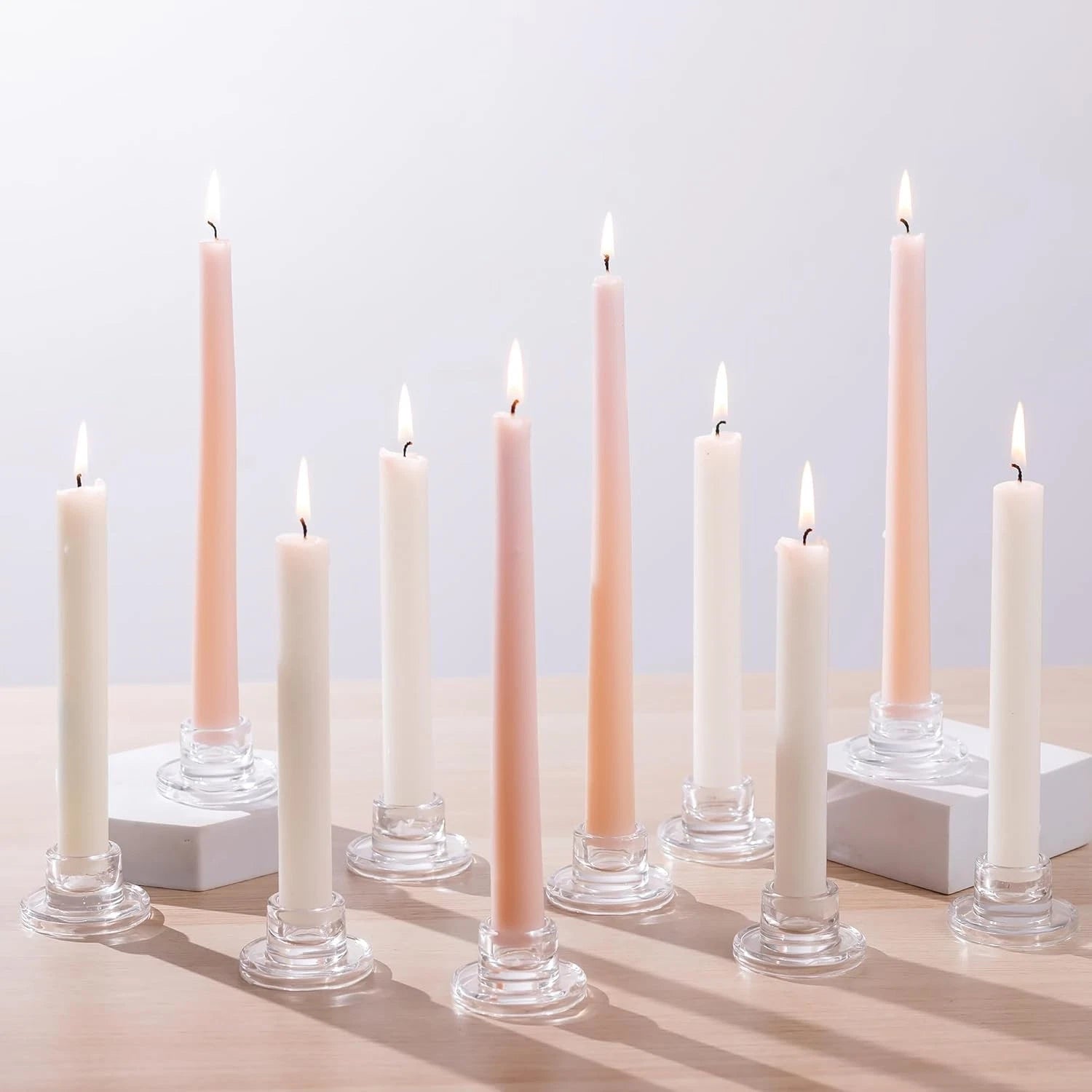 Glass Tapered Candlestick Holders: 10Pcs Small Taper Candle Holders 07FC0E-D4 - KOEEK