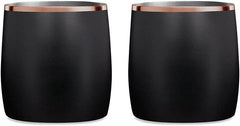 Premium Vacuum Insulated Stainless Steel Whiskey Ice Glasses,Set of 2,Black/Gold 07FC0E-D4 - KOEEK