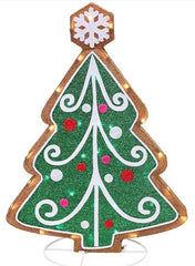 3 FT LED GINGERBREAD CHRISTMAS TREE LIGHTED TINSEL YARD PROP 07FC0E-D4 - KOEEK