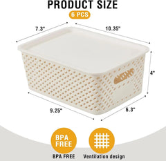 Small plastic twill storage basket,set of 6,dimensions:10.35 x 7.3 x 4.09 inches 07FC0E-D4 - KOEEK