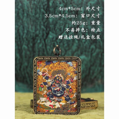 Brass Tibetan Amulet Jambhala Palden Lhamo Mahakala Thangka Pendant Buddhist 07FC0E-D4 - KOEEK
