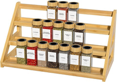 Bamboo Tiered Spice Rack, for Countertop Spice Organizer for Pantry Spice Shelf 07FC0E-D4 - KOEEK