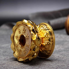 8.5cm Alloy Zhuanjin Wheel Base Eight Auspicious Signs Lotus Buddha Statue Base 07FC0E-D4 - KOEEK